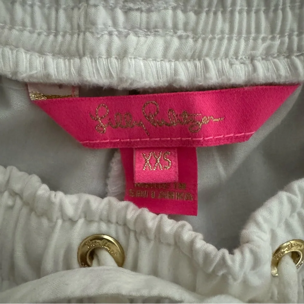 LILLY PULITZER Katia Embroidered Draw String Shorts XXS White & Pink. C4